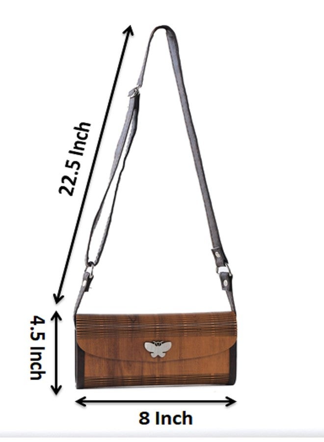 Ramview Stylish Fashionable Wooden Handbag with Detachable Strap Purse for Woman Rectangle Shape Wedding Party Ladies - Image 4